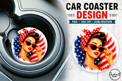 4th of july retro girl car coaster sublimation designs Product Image 1