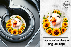 Funny goose with sunflowers car coasters sublimation design Product Image 1