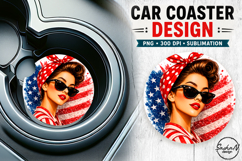 4th of july retro girl car coaster sublimation designs Product Image 1