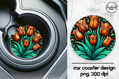3d tulips tooled leather car coasters sublimation design Product Image 1