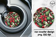 Christmas poinsettia car coasters sublimation designs Product Image 1