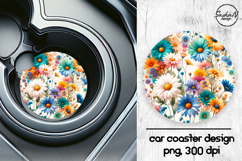 Daisy flowers car coaster sublimation designs Product Image 1