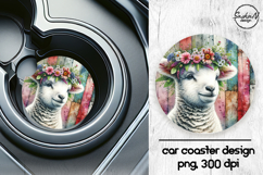 Sheep with flowers car coasters sublimation design Product Image 1