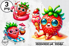 Funny strawberry clipart, Summer fruits clipart Product Image 1