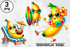 Funny summer bananas clipart, Summer fruits clipart Product Image 1