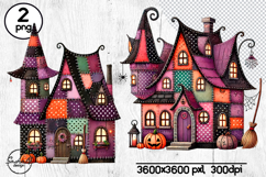 Cute Halloween house patchwork clipart Product Image 1