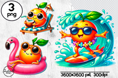 Funny orange clipart, Summer fruits clipart Product Image 1