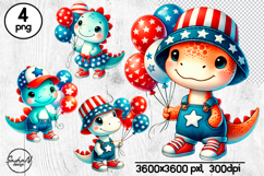 Patriotic dinosaur clipart, 4th of july png Product Image 1