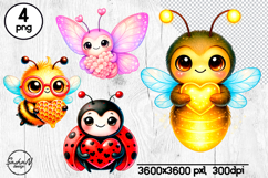 Cute Valentine Insects Clipart, Valentines day Product Image 1