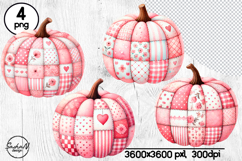 Pink patchwork pumpkin clipart Product Image 1