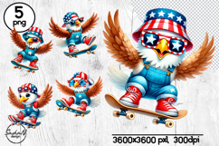 Cute American eagle clipart, 4th of july png Product Image 1