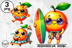 Funny orange clipart, Summer fruits clipart Product Image 1