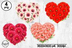 Red and Pink floral heart clipart Product Image 1