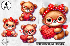Cute Bear Valentine PNG Clipart, Teddy Bear with Heart Product Image 1