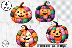 Cute Halloween patchwork pumpkins clipart Product Image 1