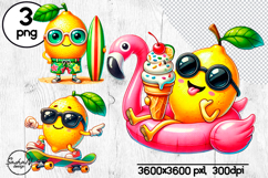 Funny lemon clipart, Summer fruits clipart Product Image 1