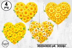 Yellow floral heart clipart Product Image 1