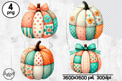 Fall patchwork pumpkin clipart, Autumn clipart Product Image 1