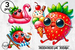Funny strawberry clipart, Summer fruits clipart Product Image 1