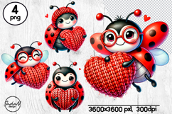 Cute Ladybug Valentine Clipart, Valentine sublimation Product Image 1