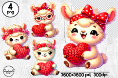 Cute Alpaca Valentine Clipart, Valentine animals Product Image 1