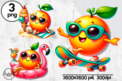 Funny orange clipart, Summer fruits clipart Product Image 1