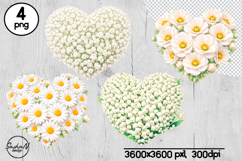 White floral heart clipart Product Image 1