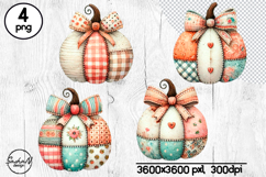 Fall patchwork pumpkin clipart Product Image 1