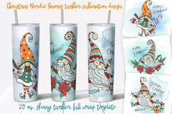Christmas Gnomes tumbler sublimation design 20 oz skinny Png Product Image 1