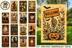 Retro Halloween garden flag sublimation designs bundle Product Image 1