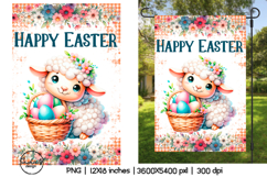 Cute sheep, Happy Easter garden flag sublimation Product Image 1