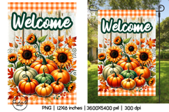 Welcome garden flags sublimation, Fall pumpkins png Product Image 1