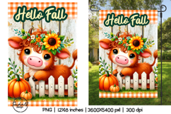 Cute cow Hello fall garden flag sublimation designs Product Image 1