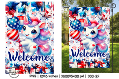 4th of july garden flag, Patriotic unicorn png Product Image 1