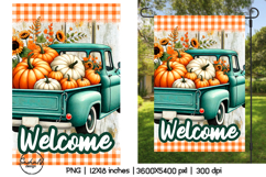 Welcome garden flags sublimation, Pumpkin truck png Product Image 1