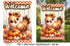 Cute chicken Welcome fall garden flag sublimation designs Product Image 1