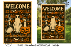 Retro Halloween garden flag sublimation designs Product Image 1
