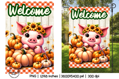Welcome garden flags sublimation , Cute pig png Product Image 1