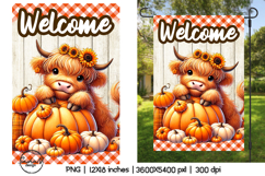Welcome garden flags sublimation , Cute highland cow png Product Image 1