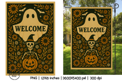 Welcome retro Halloween garden flag sublimation designs Product Image 1