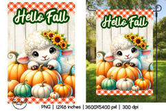 Hello fall garden flag sublimation designs, Cute sheep png Product Image 1