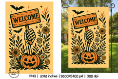 Welcome retro Halloween garden flag sublimation designs Product Image 1