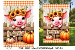 Cute pig Hello fall garden flag sublimation designs Product Image 1