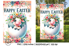 Easter cow, Happy Easter, Easter garden flag sublimation Product Image 1