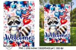 4th of july garden flag, Patriotic raccoon png Product Image 1