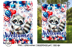4th of july garden flag, Patriotic raccoon png Product Image 1
