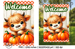 Welcome garden flags sublimation , Cute highland cow png Product Image 1