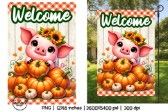 Welcome garden flags sublimation , Cute pig png Product Image 1