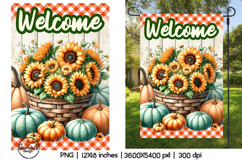 Welcome garden flags sublimation, Fall pumpkins png Product Image 1