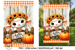 Hello fall garden flag sublimation designs, Cute sheep png Product Image 1